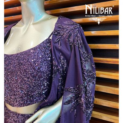 Plum Georgette Jacket Style Suit