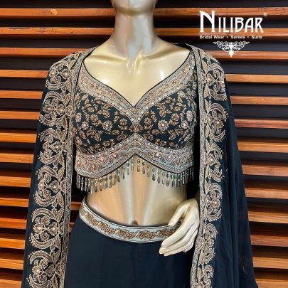 Bottle Green Georgette Jacket Style Suit