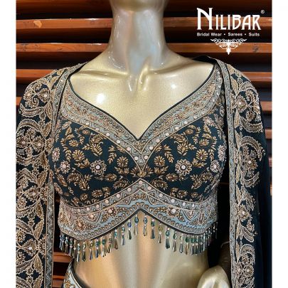 Bottle Green Georgette Jacket Style Suit