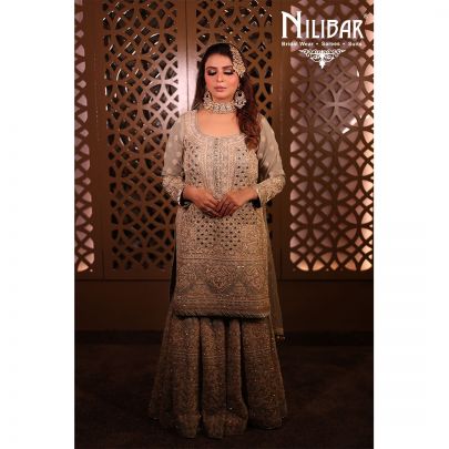 Moss Green Silk Garara Suit