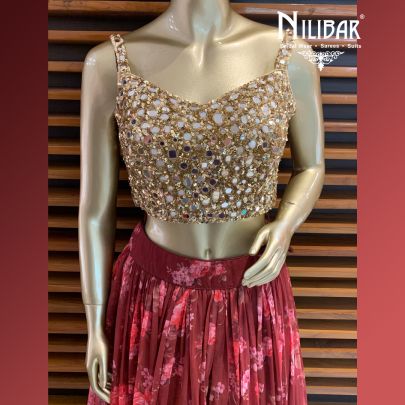 Cinnamon Brown Organza Lehenga