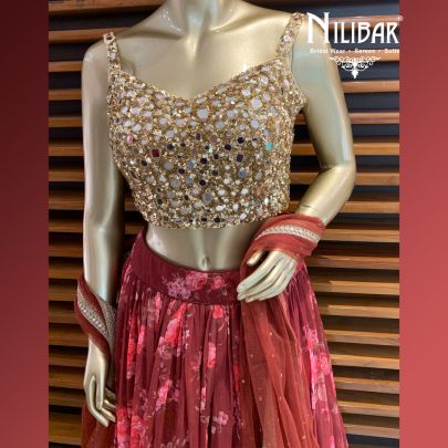 Cinnamon Brown Organza Lehenga