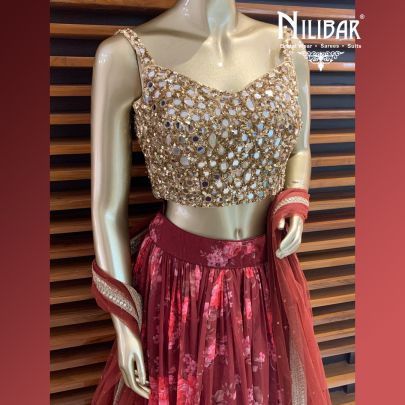 Cinnamon Brown Organza Lehenga