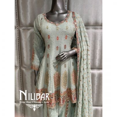 Light Mint Green Georgette Dhoti Suit