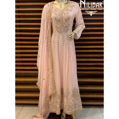 Baby Pink Chinon Anarkali