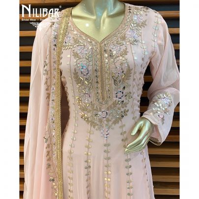 Baby Pink Chinon Anarkali