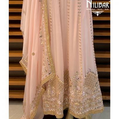 Baby Pink Chinon Anarkali