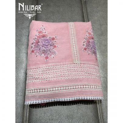 Pink Kota Doria Unstitched Suit