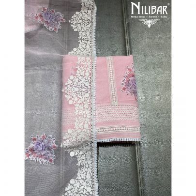 Pink Kota Doria Unstitched Suit