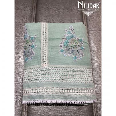 Sea Green Kota Doria Unstitched Suit