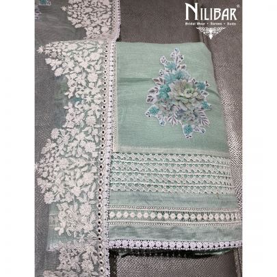 Sea Green Kota Doria Unstitched Suit