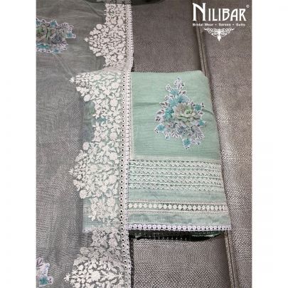 Sea Green Kota Doria Unstitched Suit