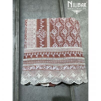 Coral Pink Kota Doria Unstitched Suit