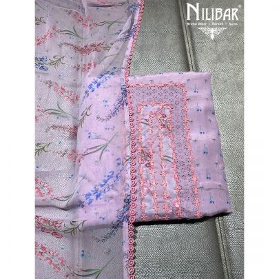 Lilac Muslin Unstitched Suit 