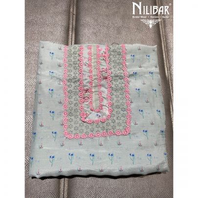 Blue Muslin Unstitched Suit