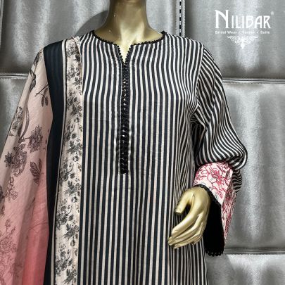 Red and Off White Cotton Straight pant suit