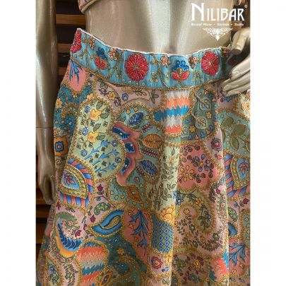 Multicolor Silk and Net  Lehenga