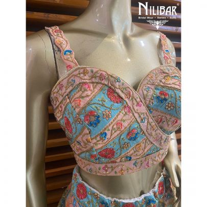 Multicolor Silk and Net  Lehenga