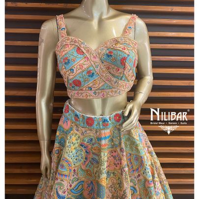Multicolor Silk and Net  Lehenga
