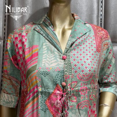 Multicoloured Cotton Straight Pant Suit