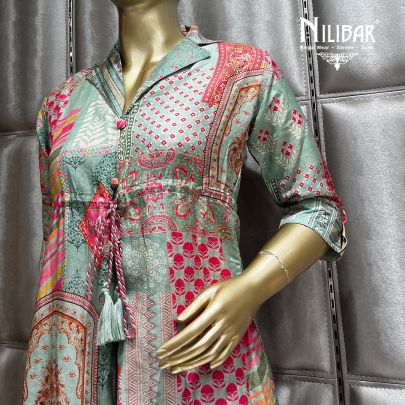 Multicoloured Cotton Straight Pant Suit