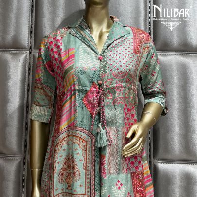 Multicoloured Cotton Straight Pant Suit