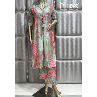 Multicoloured Cotton Straight Pant Suit