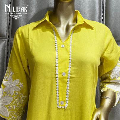 Lemon Cotton Straight pant suit