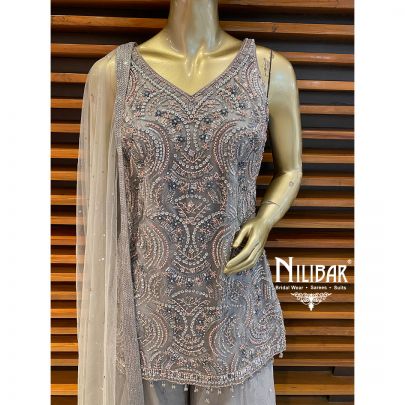Grey Net Palazzo Suit