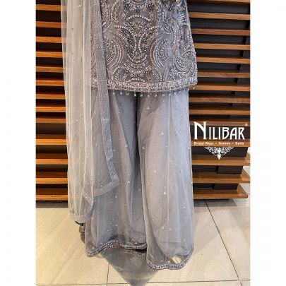Grey Net Palazzo Suit