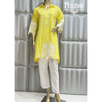 Lemon Cotton Straight pant suit