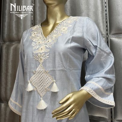 Grey Cotton Straight pant suit