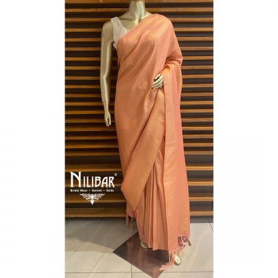 Carrot Pink Silk Saree