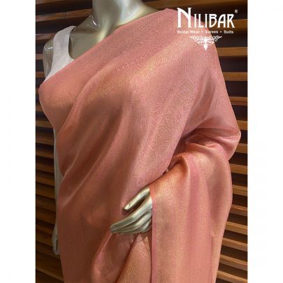 Carrot Pink Silk Saree