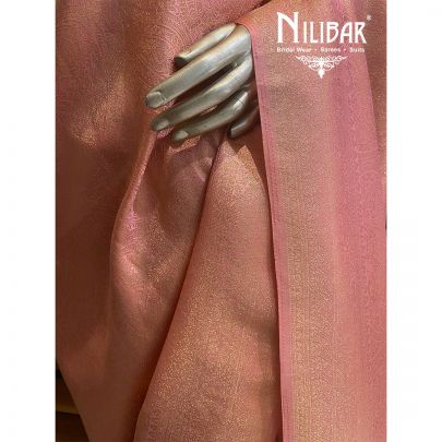 Carrot Pink Silk Saree