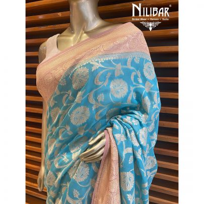 Sky Blue Silk Saree
