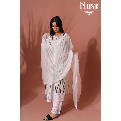Pearl White Cotton Printed Suit Set