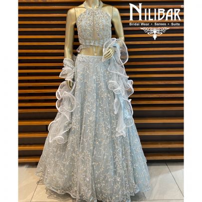 Baby Blue Net Lehenga