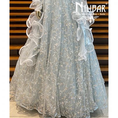 Baby Blue Net Lehenga