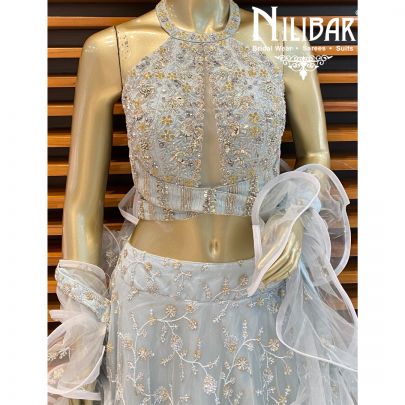 Baby Blue Net Lehenga
