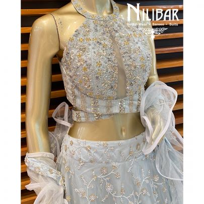Baby Blue Net Lehenga