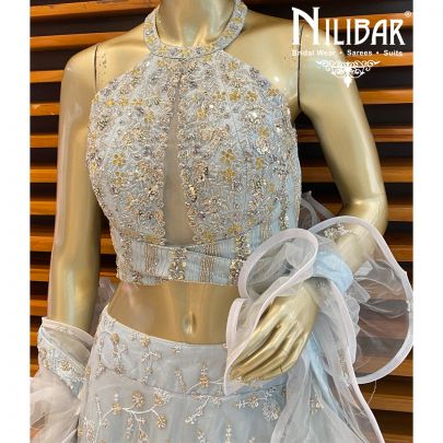 Baby Blue Net Lehenga