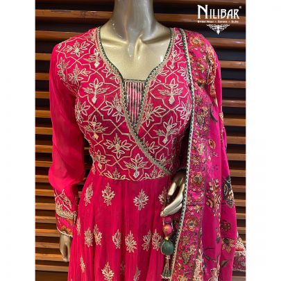 Pink Georgette and Crepe Anarkali