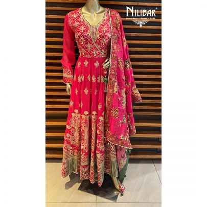 Pink Georgette and Crepe Anarkali