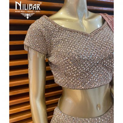Mushroom Gray Georgette and Net Lehenga