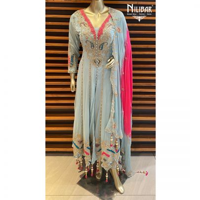 Blue Chinon Anarkali
