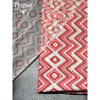 Red and Pink Cotton Unstitched Suit