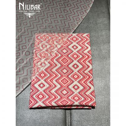 Red and Pink Cotton Unstitched Suit