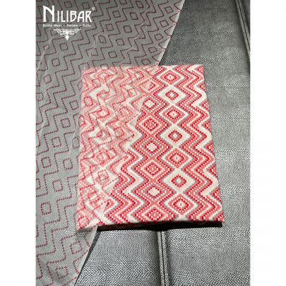 Red and Pink Cotton Unstitched Suit