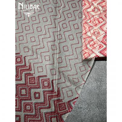 Red and Pink Cotton Unstitched Suit